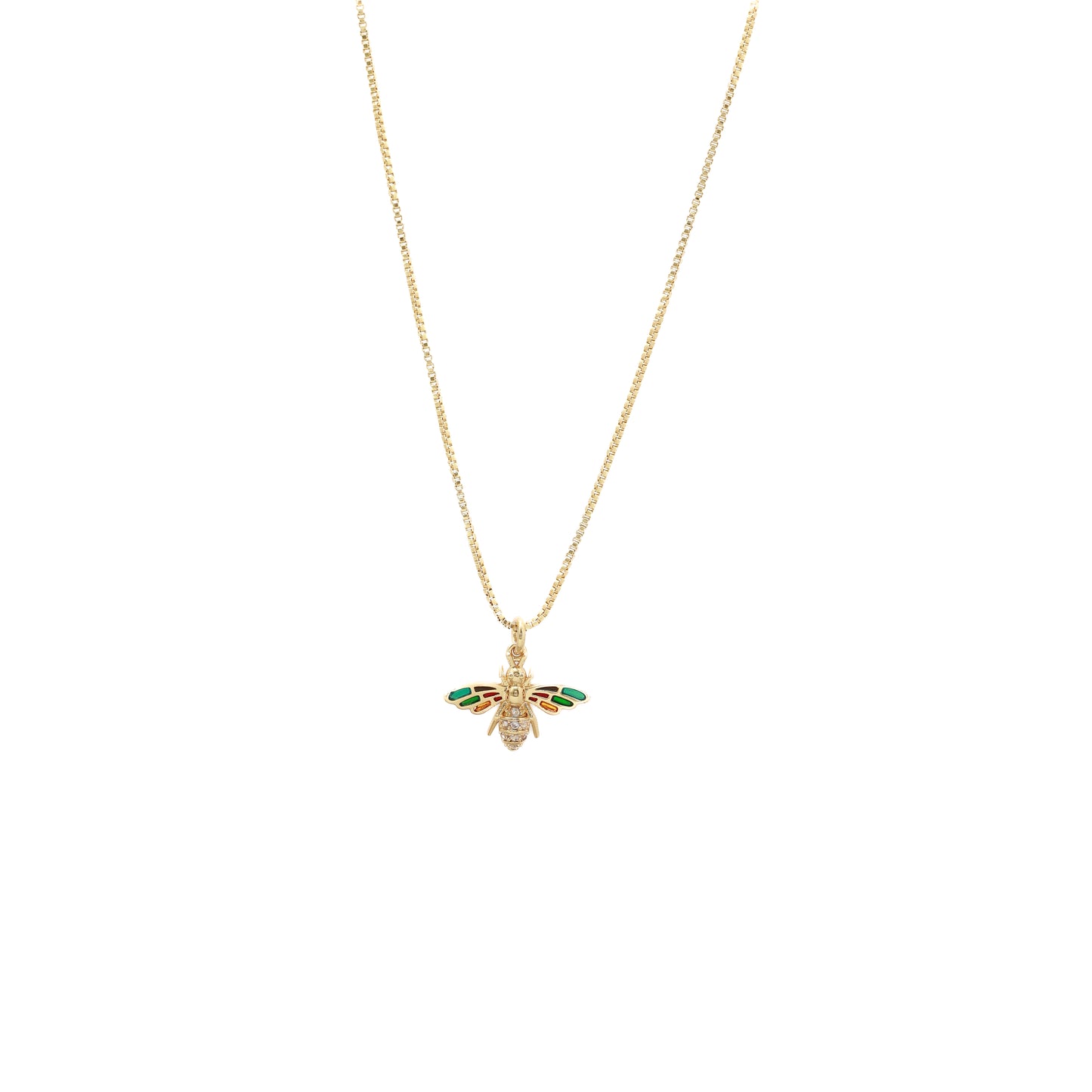 Fine necklace green bee