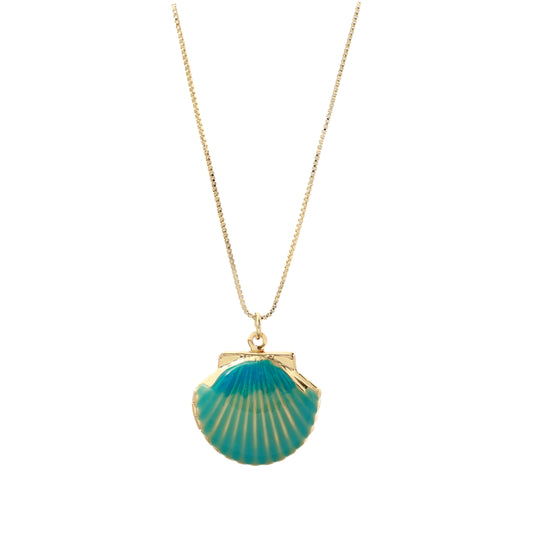 Fine necklace shell blue