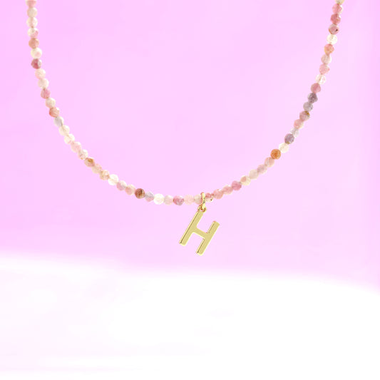 Rose quartz stone necklace